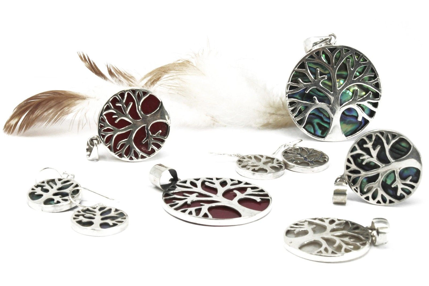 Pendientes Plata de Árbol de la Vida 15mm - Efecto Coral