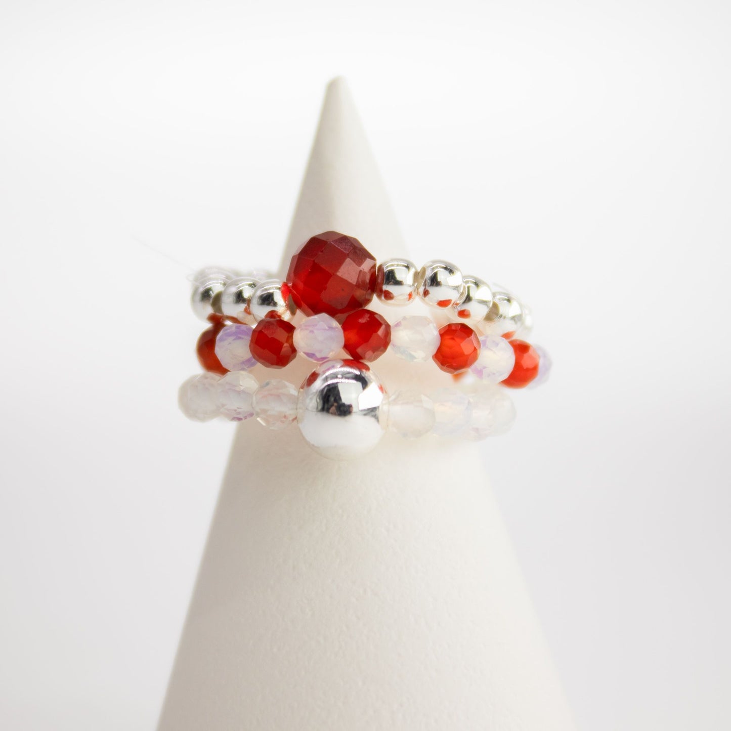 Conjunto de anillos de gema de ninfa - Luna de sangre