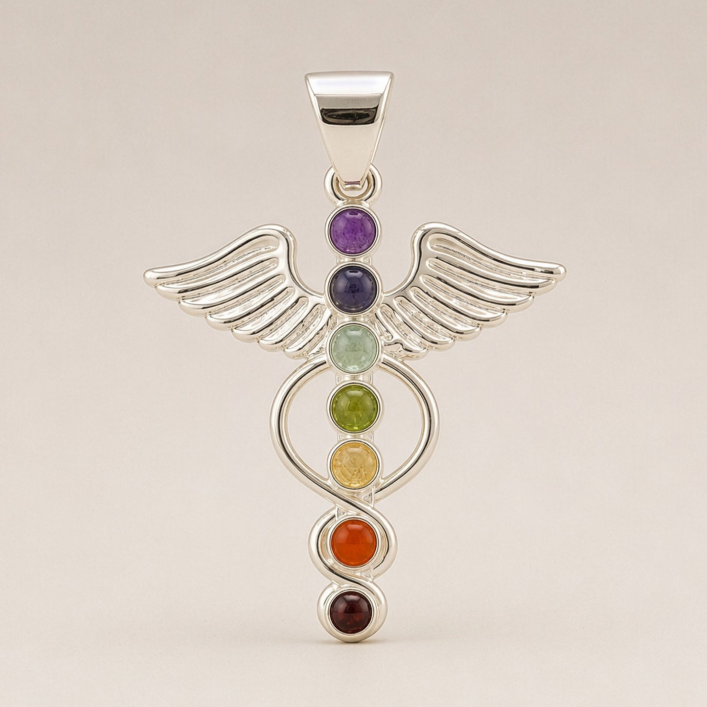 Colgantes devocionales de la India - Baño de plata (cordón de 45 cm) - Ángel Chakra