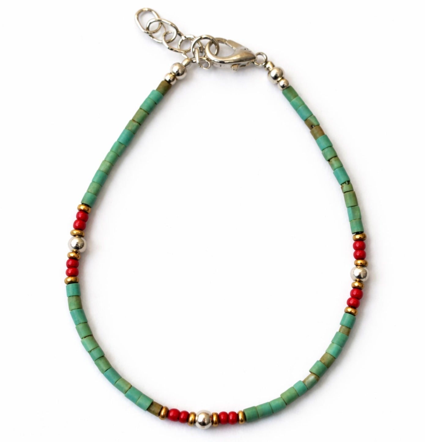 Pulsera nepalí de gemas extrafinas - Turquesa y piedra