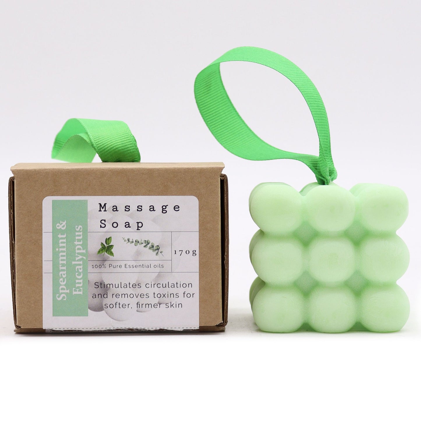 Jabon de masaje individual en caja - Menta verde y eucalipto