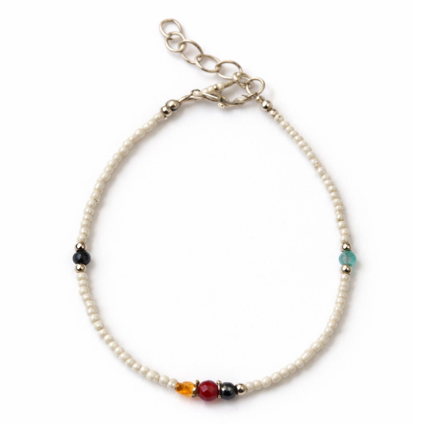 Pulsera nepalesa de gemas extrafinas - Perla y cuentas talladas