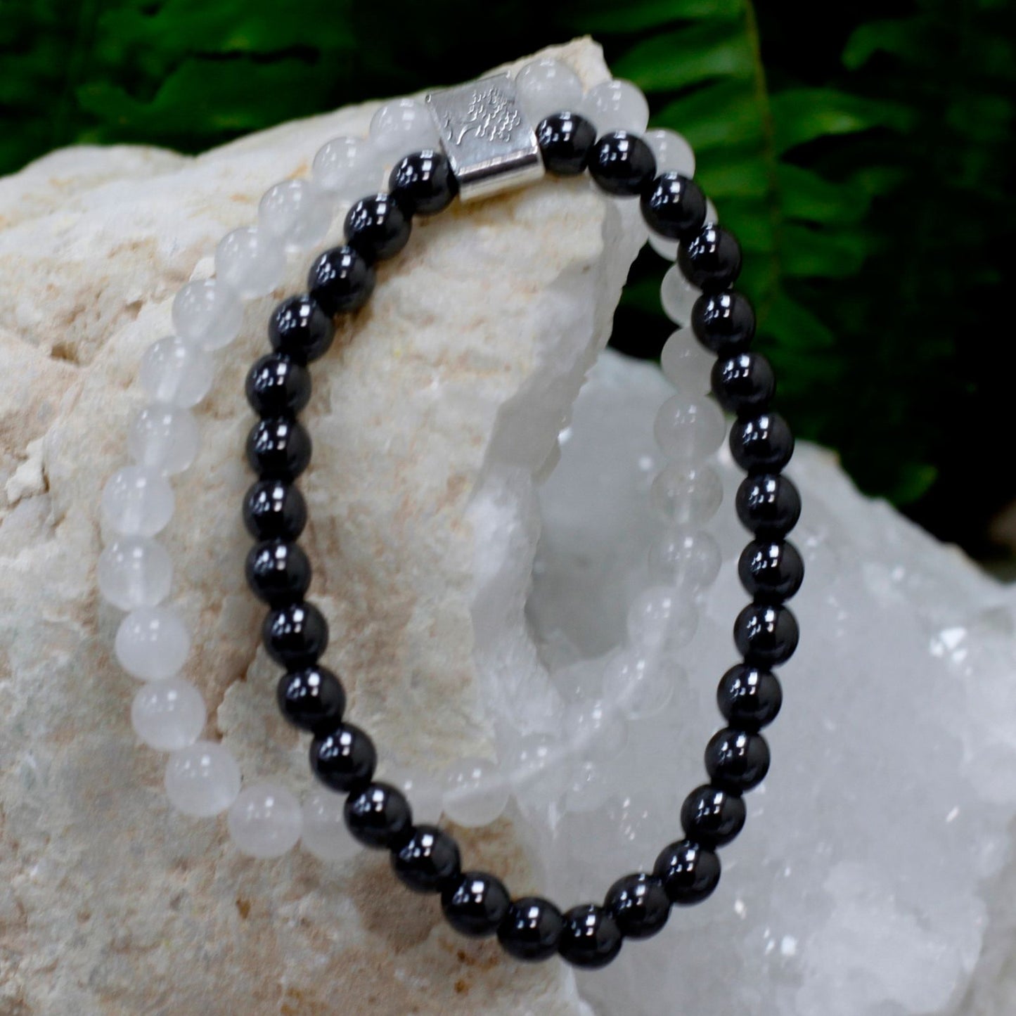 Pulsera de Piedras Preciosas Magnéticas - Cuarzo Blanco