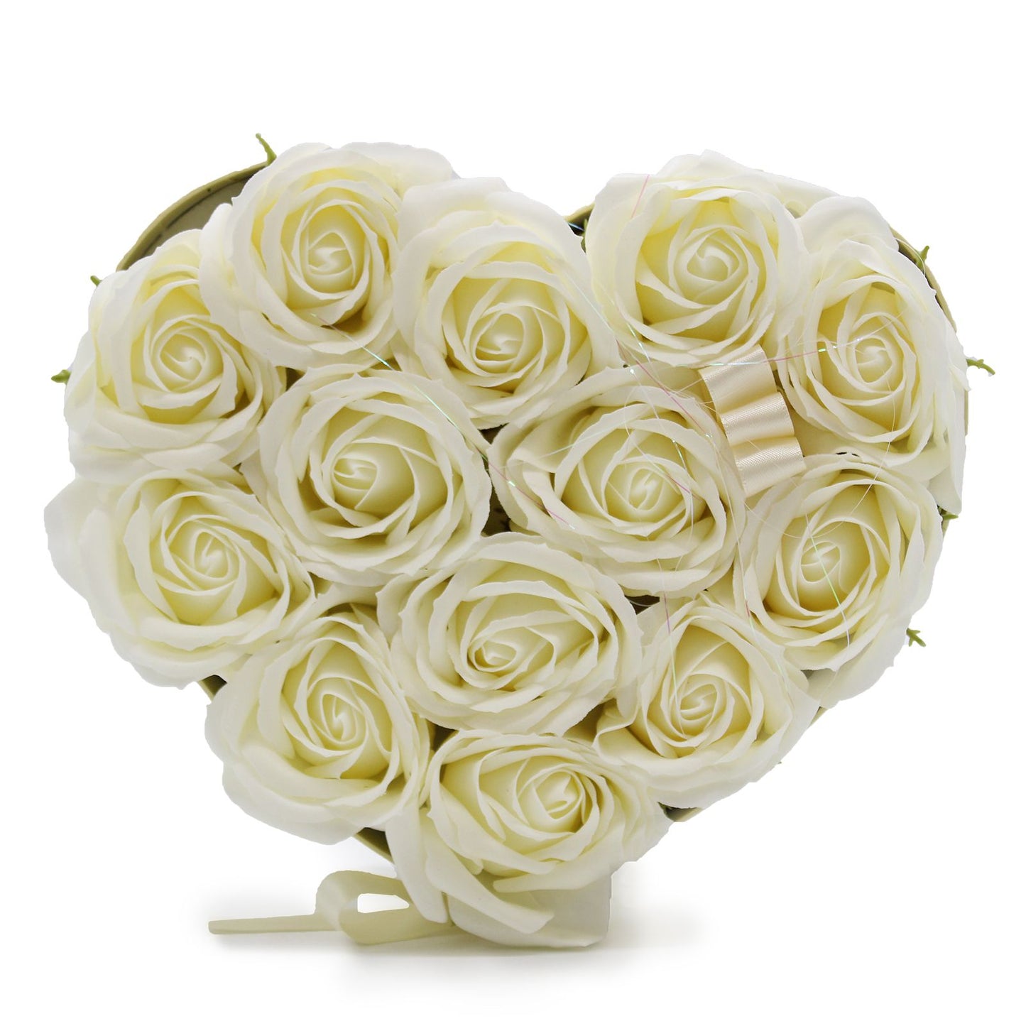 Caja de Regalo - Flor de Jabón  13 Rosas Crema - corazon