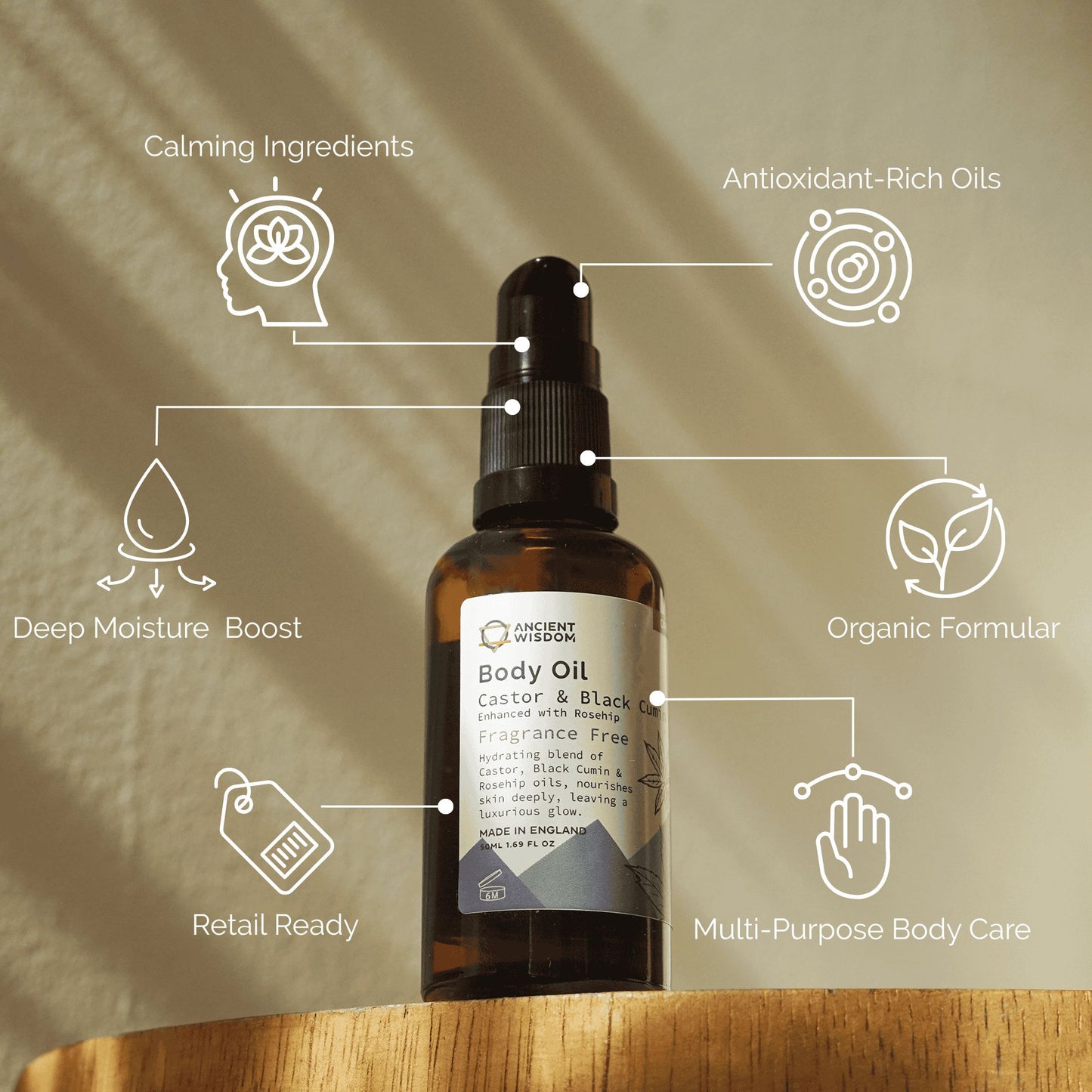 Aceite Corporal Organico 50 ml - Rosa Mosqueta (sin fragancia)