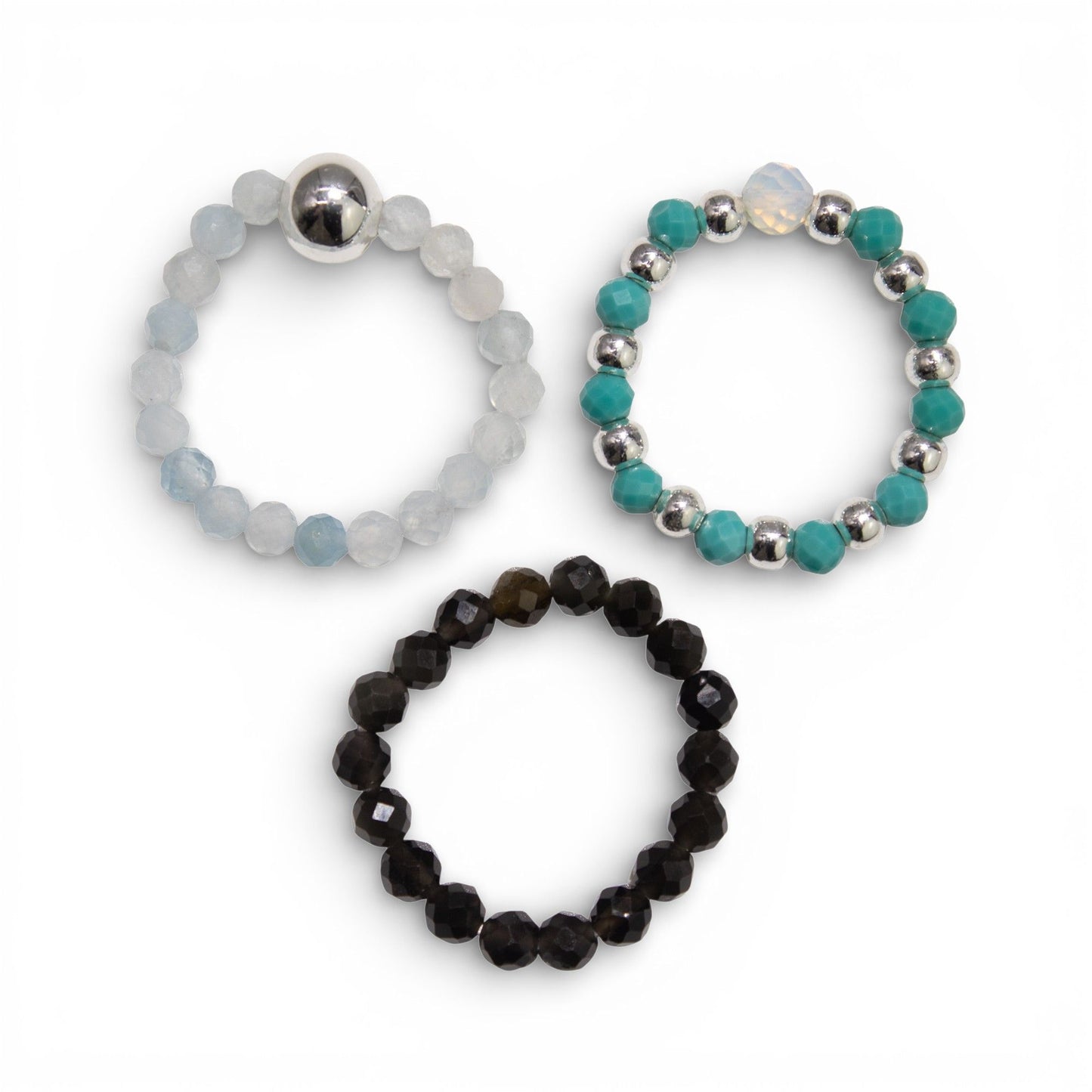 Conjunto de anillos de gema de ninfa - Océano sin fin