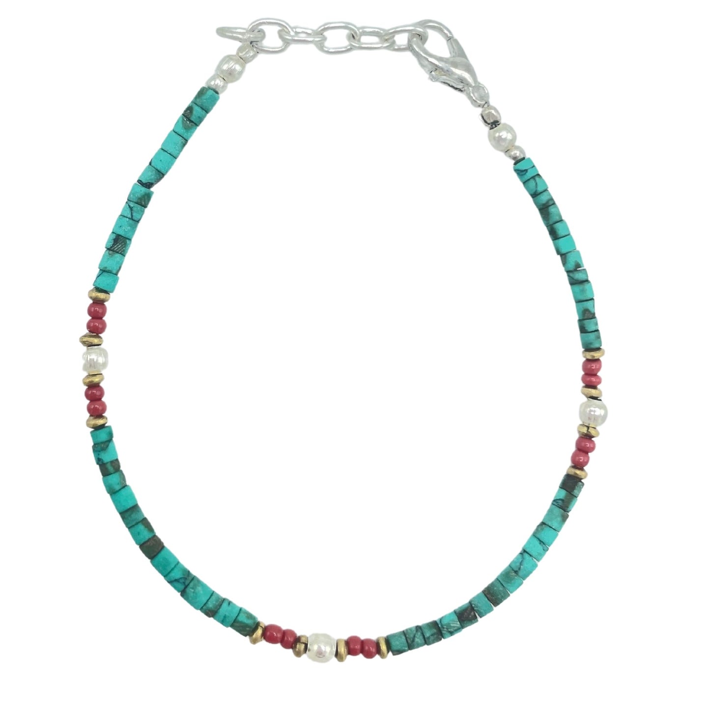 Pulsera nepalí de gemas extrafinas - Turquesa y piedra