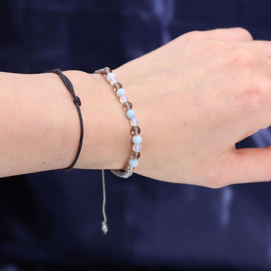 Vela de cristal del zodiaco con pulsera de piedras preciosas - Cáncer