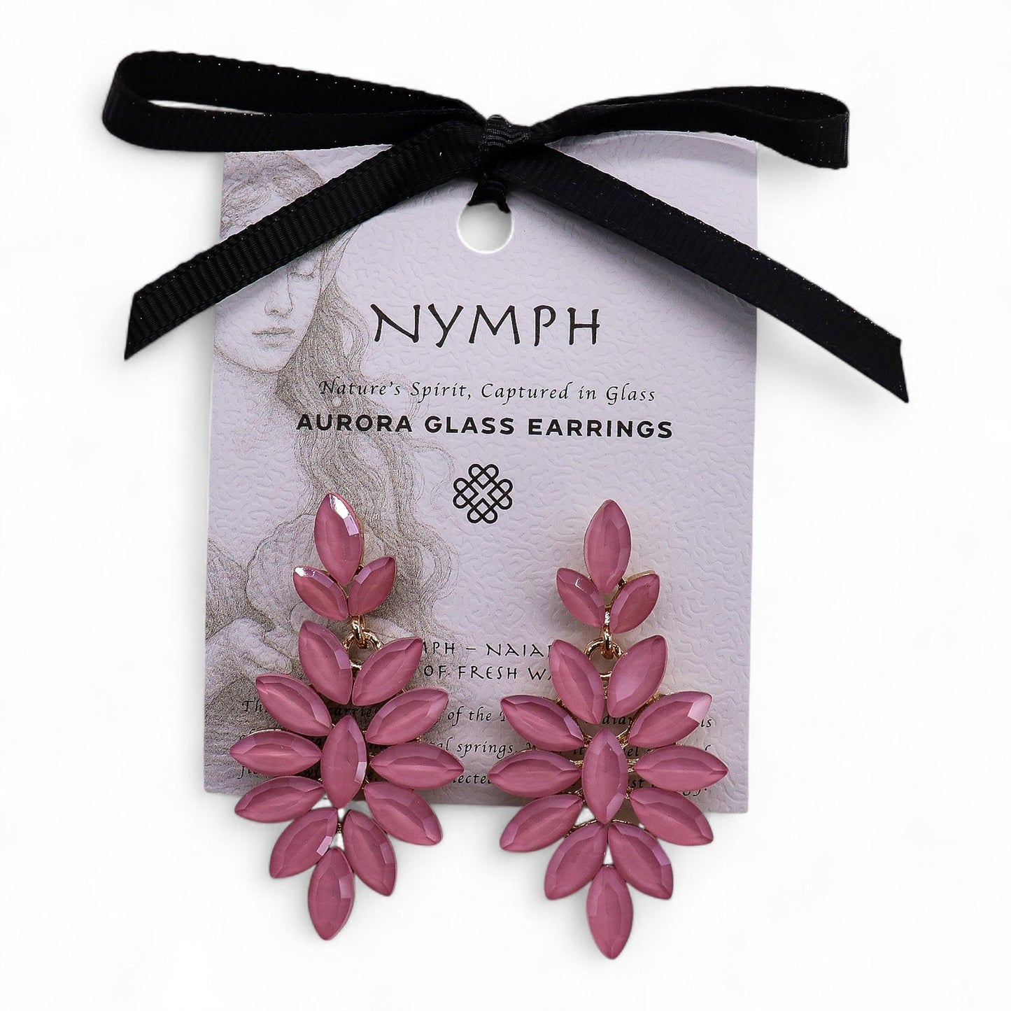 Pendientes de Cristal Vintage - Largo - Cuarzo Rosa