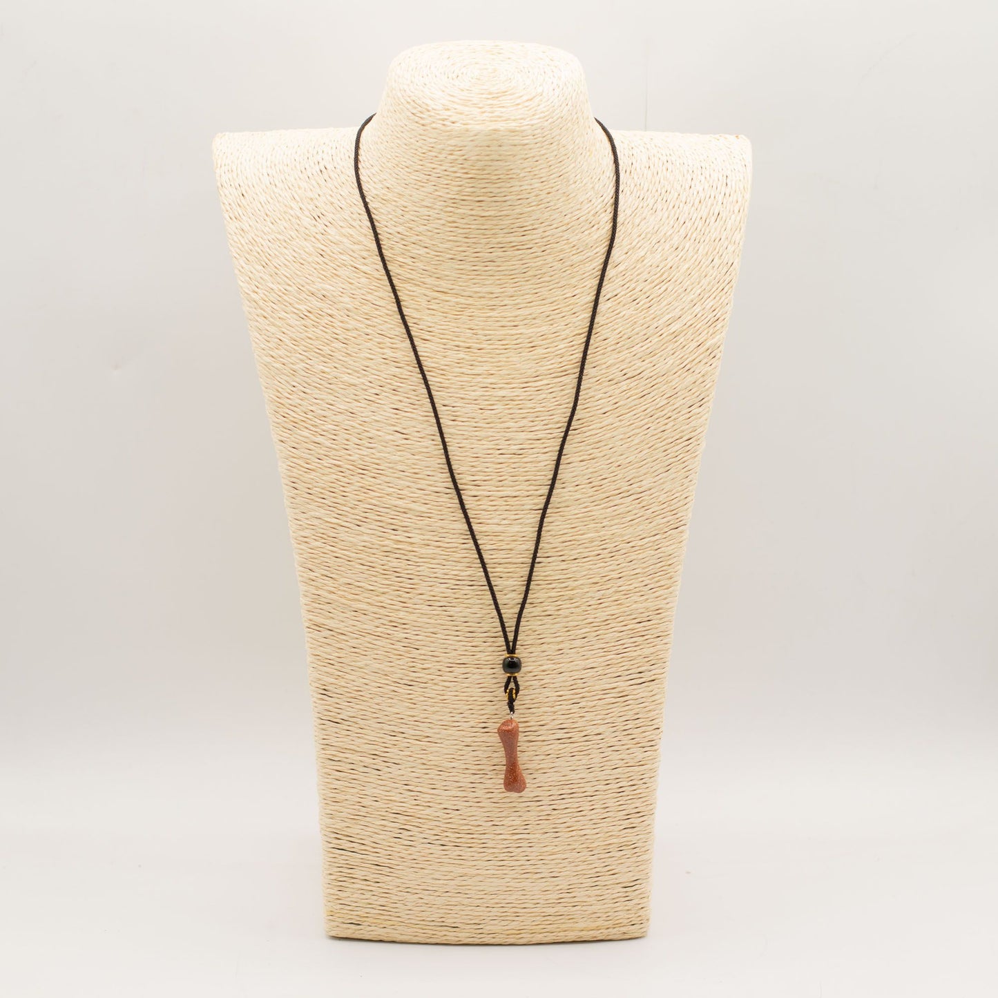 Collar de cuerda con colgante de piedra preciosa - Goldstone hueso