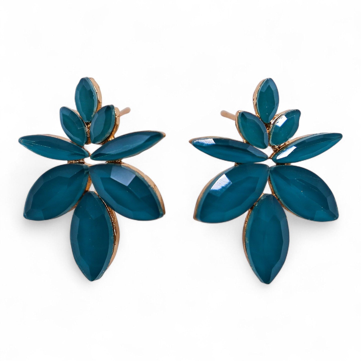 Pendientes de Cristal Vintage - Flores - Verde Turquesa