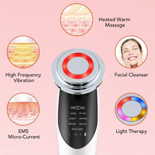 Masajeador facial con frío y calor antiarrugas blanco - additional image 1